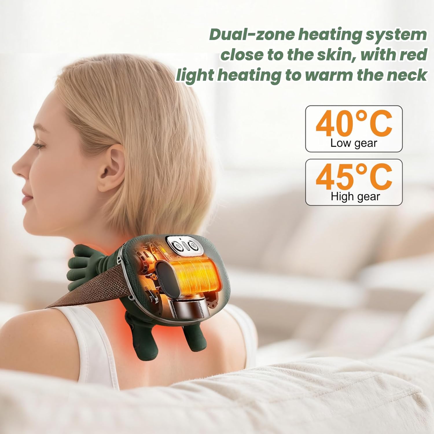 4D-Nackenmassagegerät, Nackenheizung, USB-Schultermassagegerät, 3 Massageeinstellungen und 2 Wärmeeinstellungen, für Zuhause, Büro, Reisen, Muskeln entspannen, Müdigkeit lindern – Bild 2