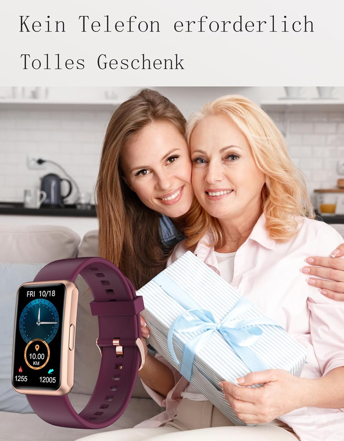 Schrittzähler-Uhr (ohne App/ohne Mobiltelefon), 1,47-Zoll-Bildschirm, einfacher Fitness-Tracker, Smartwatch mit Kalorienzähler, Schlafüberwachung, Stoppuhr, wasserdichter Timer, Gehen, Laufen, Fitnessuhr für Senioren/Männer/Frauen – Bild 8