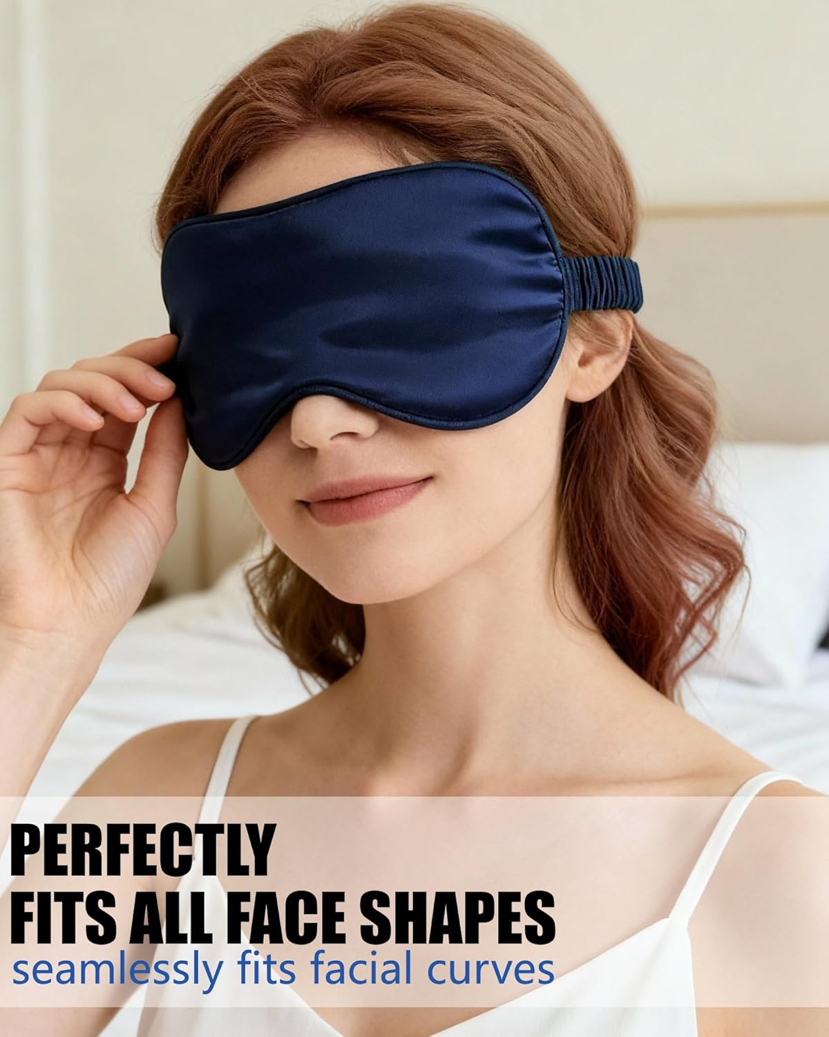 2er-Pack Schlafmasken für Damen und Herren, Augenmaske aus Seide, lichtblockierende Schlafmaske mit verstellbarem Riemen, bequeme weiche Augenbinde für Reisen, Nickerchen (schwarz) – Bild 6