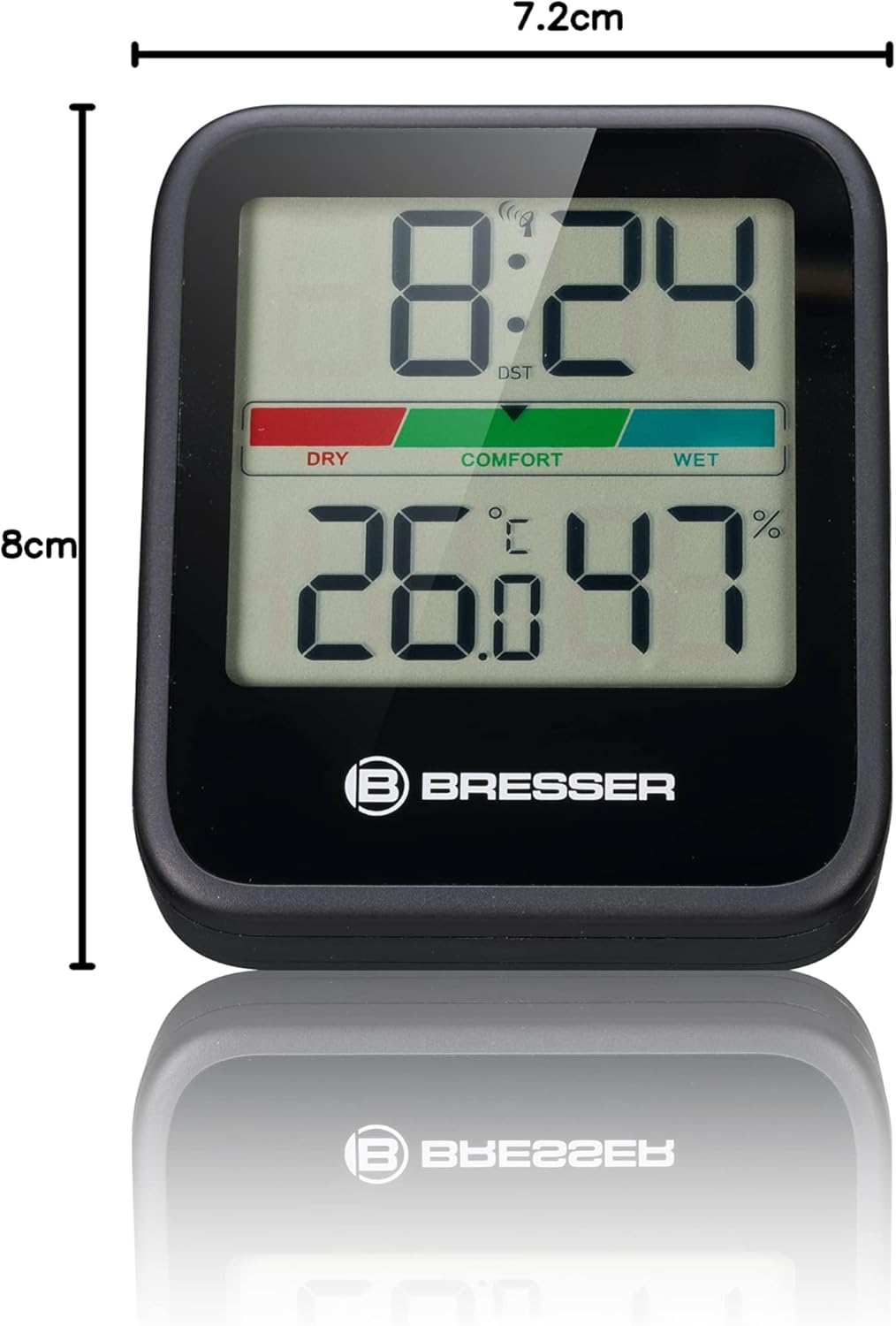 Bresser Thermometer Hygrometer Klimamonitor 3er Set zum Aufstellen oder zur Wandmontage mit farbigem Raumklimaindikator – 7,2 x 1,6 x 8 cm, Schwarz – Bild 7