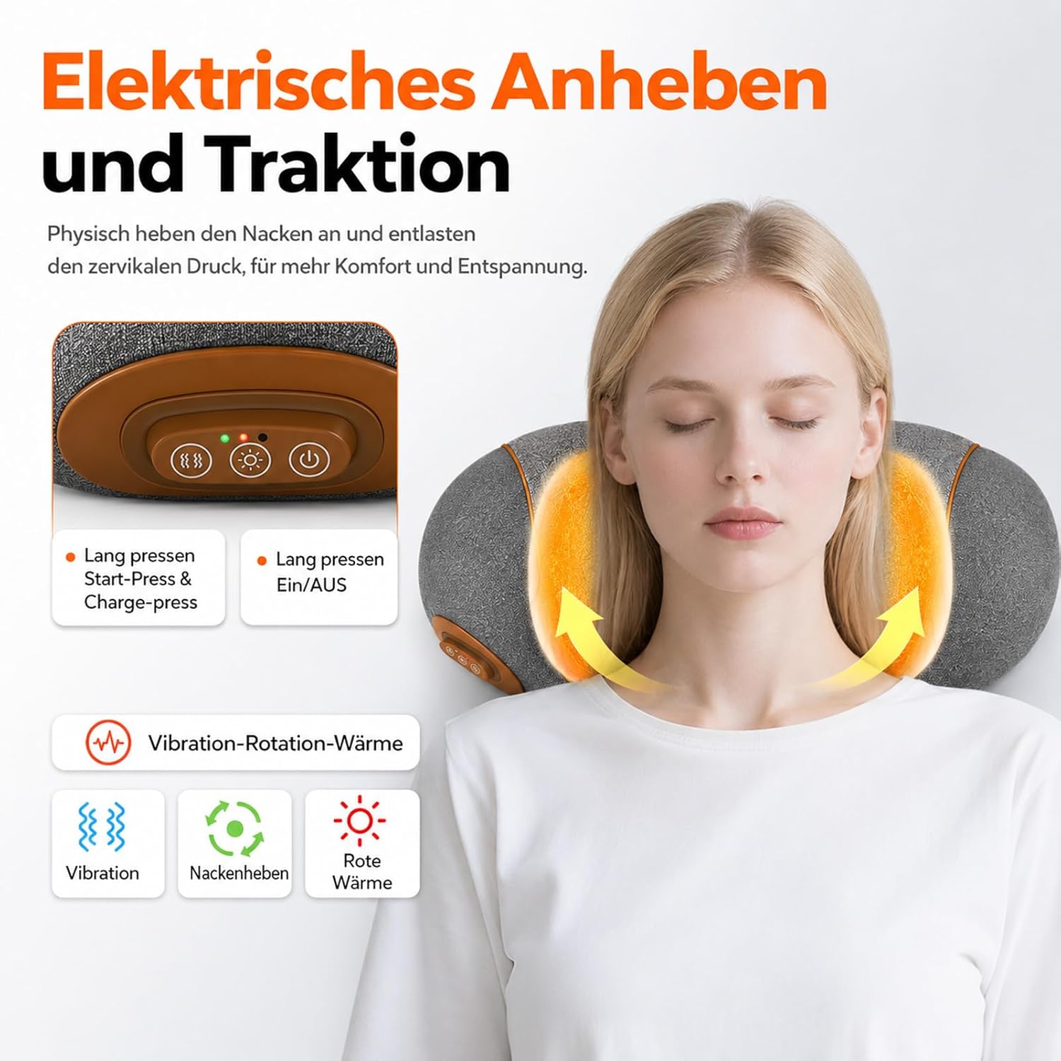 Theratex 3-In-1 Massagegerät Nacken, Original Theratex 3-In-1 Massagegerät, Drei erweiterte Funktionen: Vibration, Wärmeanwendung und Traktion, ein entspannendes und wohltuendes Massageerlebnis – Bild 5