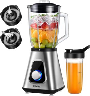 GDOR 1200 W Standmixer aus Glas, 2-...