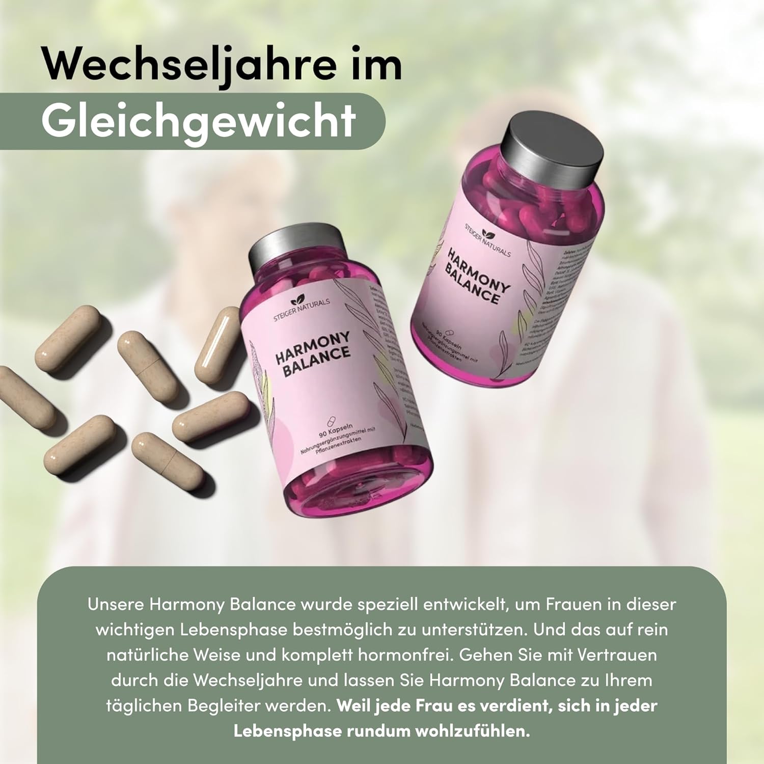 Steiger Naturals Hormone Balance – Natürlicher Menopause-Komplex für Frauen | 10 Pflanzenextrakte | Hormonfrei, vegan, laktosefrei, glutenfrei | Unterstützung für Ihr Wohlbefinden – Bild 7
