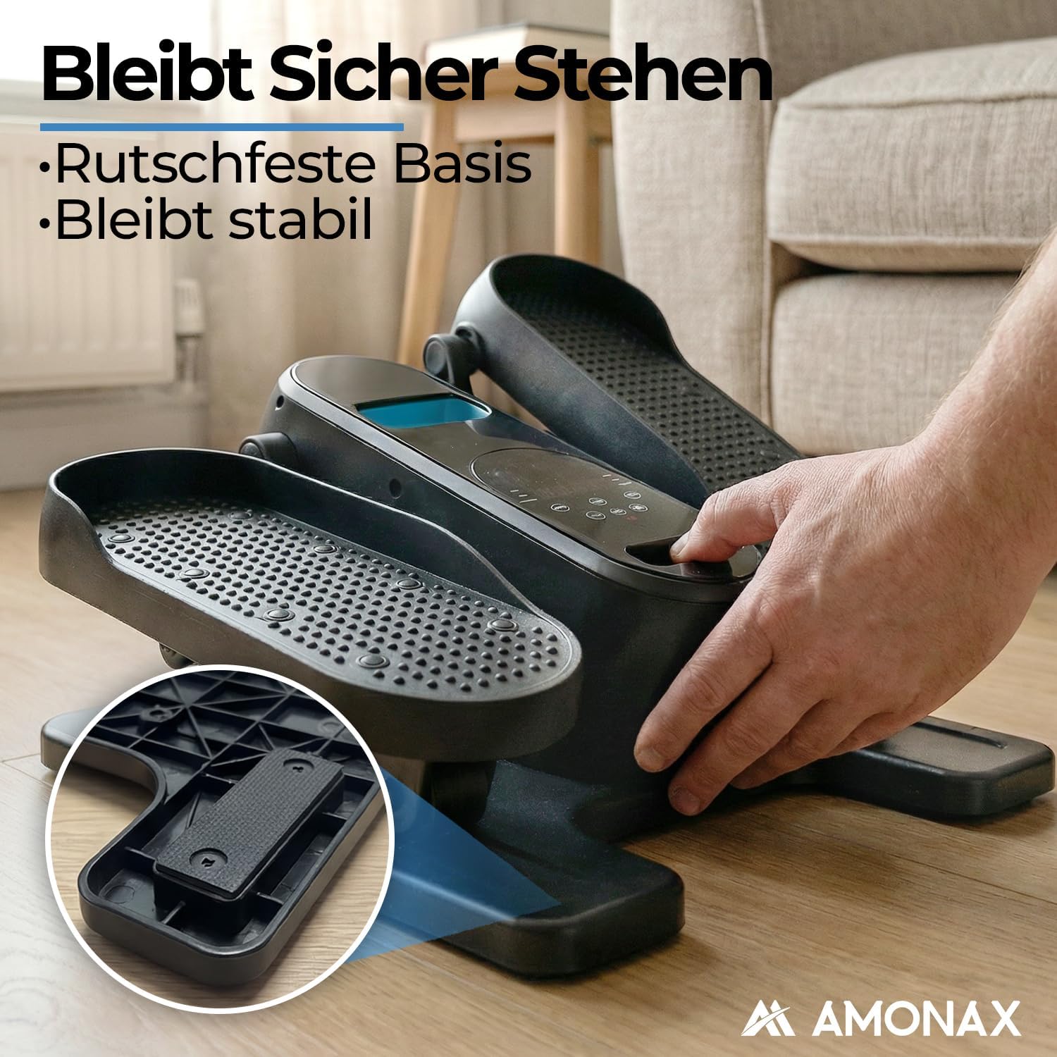 Amonax Elektrischer Mini-Ellipsentrainer für Zuhause und Büro, Untertisch-Crosstrainer mit Fernbedienung und Display, 12 Geschwindigkeiten, leise und kompakt, für Senioren und Erwachsene – Bild 4