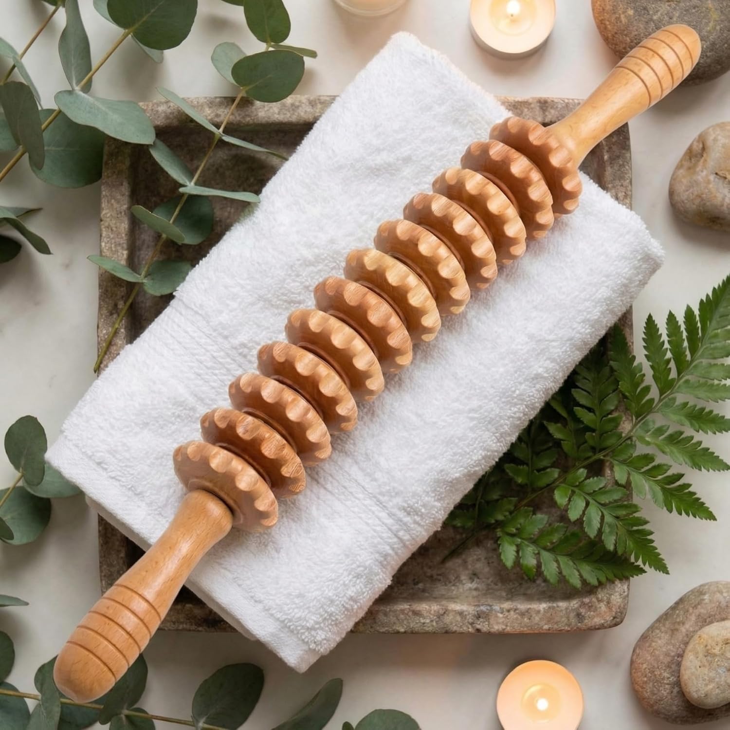 Faszienstab Holz Massageroller, Faszienroller Holz, Massageroller Massagegerät, Massageroller mit Griff, Massagestab, Faszienroller Massagegerät, Therapiemassagegerät – Bild 5