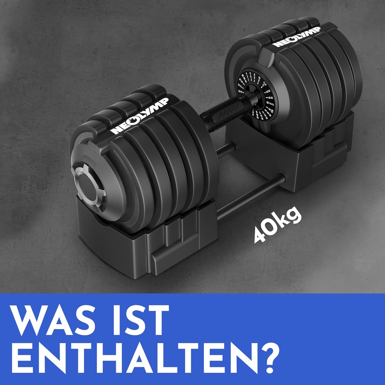 NEOLYMP Hantel verstellbar 40 kg – 12 Gewichtsstufen mit Drehgriff – Hantel ergonomisch, rutschfest und platzsparend – verstellbare Hanteln für Damen und Herren – Hanteln mit Gewichten – Bild 8