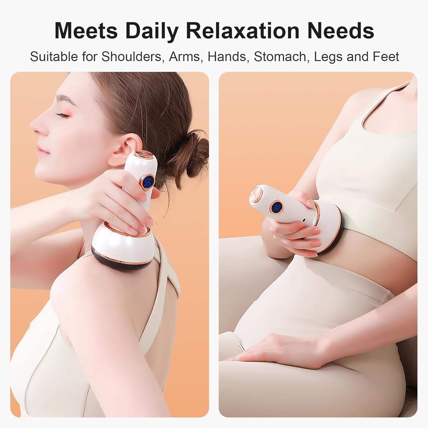 Massagegerät, Fußmassagegerät mit Wärmefunktion und Vibration, Massagegerät für Füße, Hände, Nacken, Rücken und mehr, lindert Müdigkeit und Muskelentspannung, Weiß – Bild 5