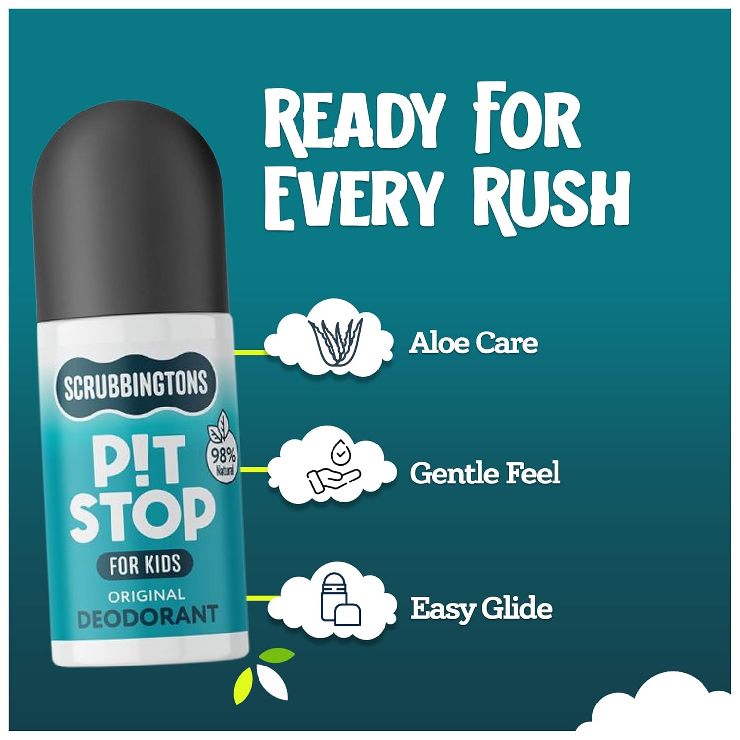 Scrubbingtons Pit Stop Kids Deodorant – natürlicher Roll-on für Kinder und Jugendliche, 98 % natürliche Inhaltsstoffe für empfindliche Haut, ohne Aluminium und Alkohol, Original, 2 x 75 ml – Bild 5
