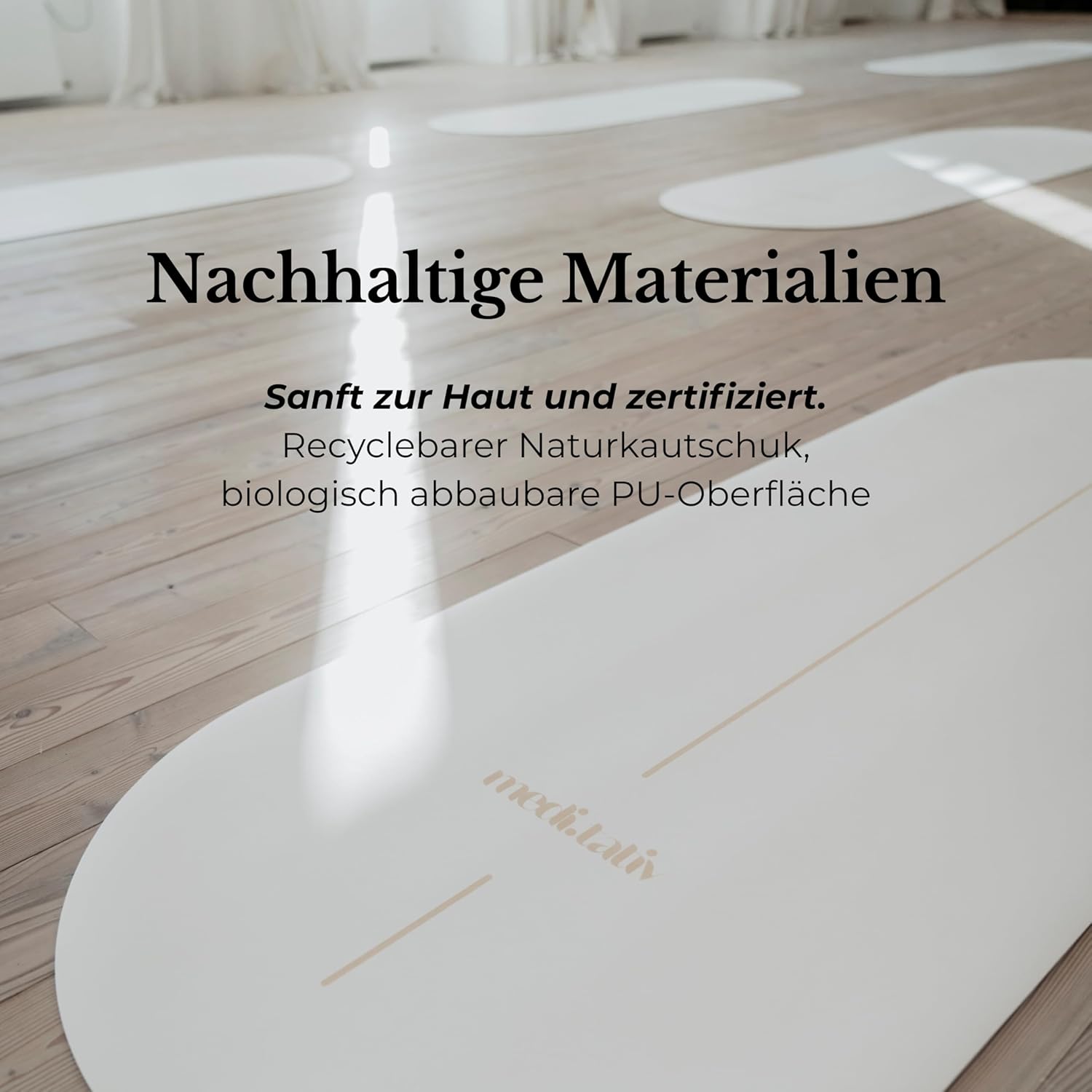 Ovale Yogamatte & Pilatesmatte in Kapselform, 190 x 68 x 0,42 cm, gelenkschonend, rutschfest & biologisch abbaubar, inklusive Tragegurt, TÜV geprüft & REACH zertifiziert – Bild 6