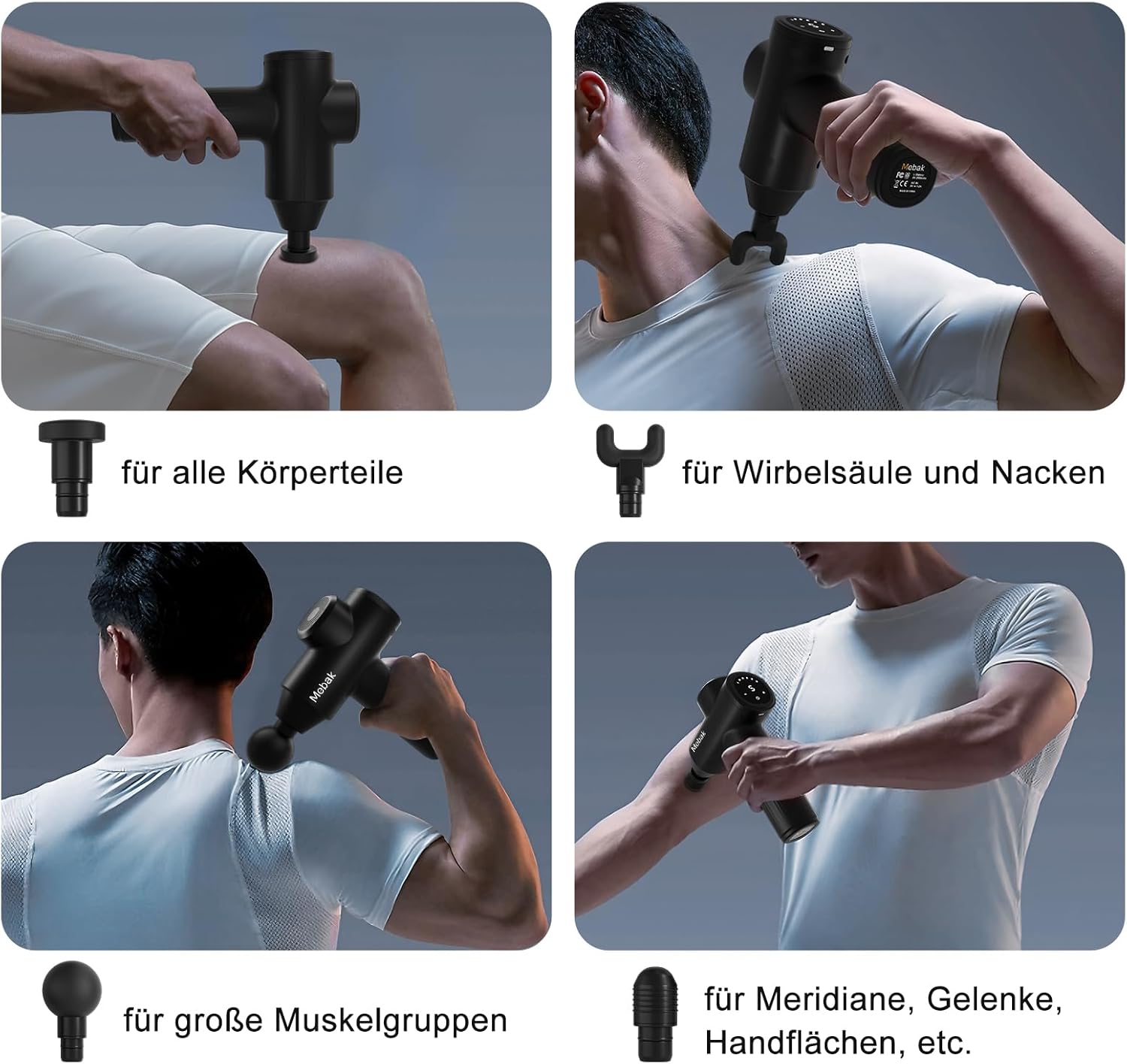 Mebak 7 Massagepistole, Tiefengewebe-Massagepistole, 5-Gang-Faszienpistole, leises elektrisches Handmassagegerät, entspannt Muskeln, Schmerzlinderung für Rücken, Oberschenkel – Bild 6
