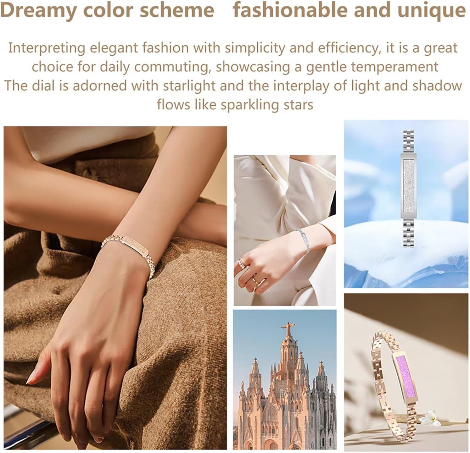 Fitness-Armband Damen, elegant, Smart-Armband, schmal, Schrittzähler, Damenschmuck, Roségold, Silber, Armreif, Fitness-Tracker ohne App und Handy, Schlaf-Tracker, Herzfrequenzmesser, Fitness-Armband – Bild 6