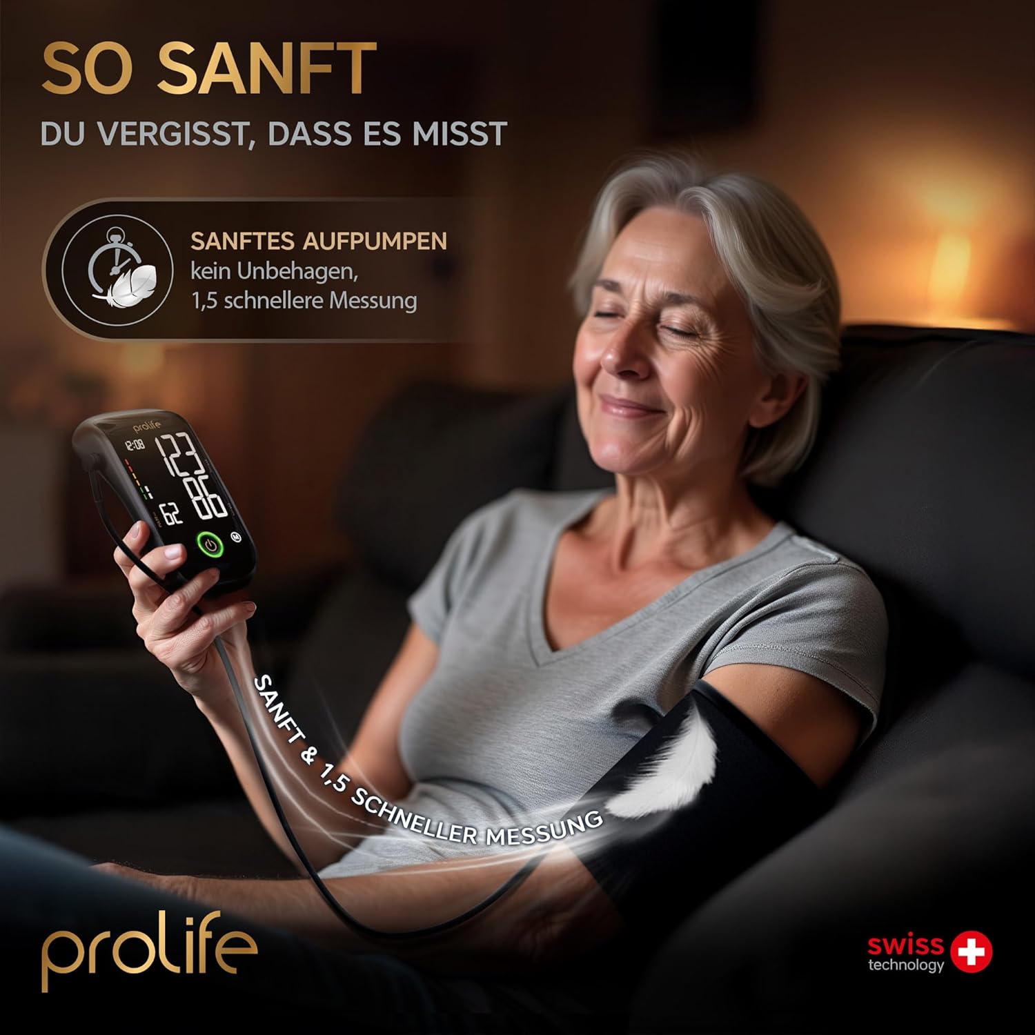 prolife PX7 Premium Blutdruckmessgerät Oberarm mit AFIB, digitales Blutdruckmessgerät mit App, Blutdruckmessgerät Bluetooth, Blutdruckmanschette – Bild 5