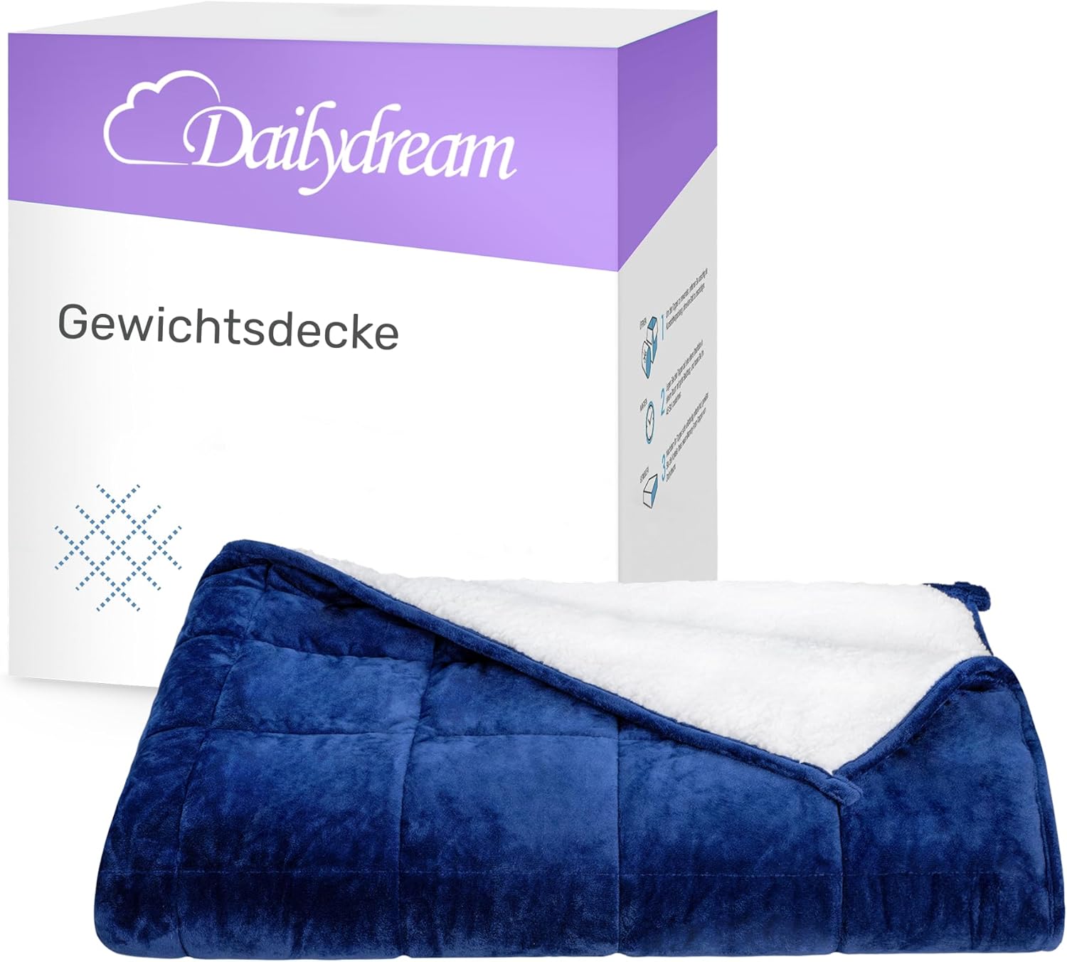 Dailydream Therapie-Gewichtsdecke 135 x 200 cm, 6 kg, blau, flauschiges Fleece mit Glasperlenfüllung, schwere Decke zum Schlafen, Gewichtsdecke, Therapiedecke, Körpergewicht 53–65 kg