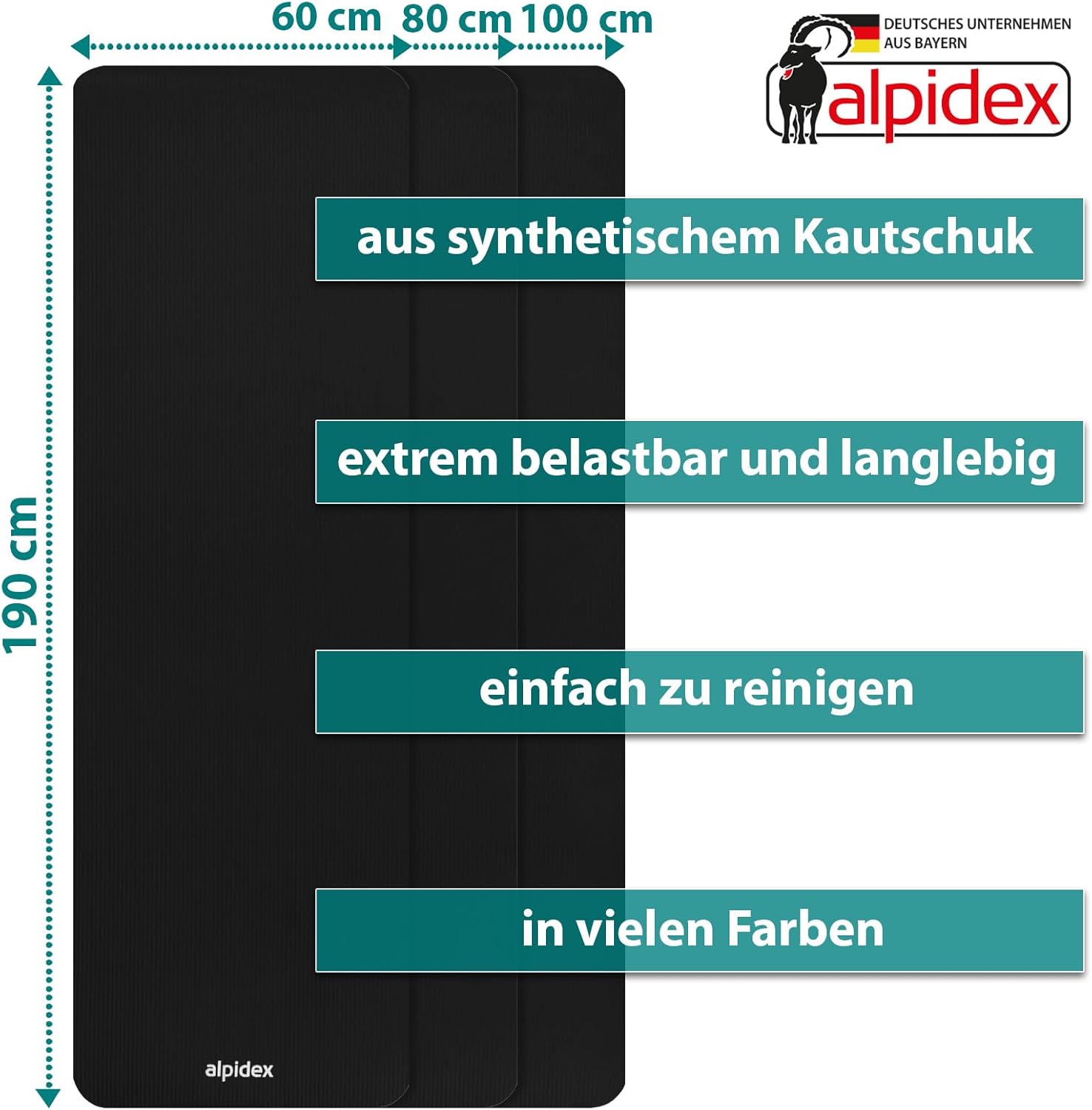 ALPIDEX Yogamatte extra dick 1,5 cm, Gymnastikmatte, 3 Größen, E-Book, rutschfest, phthalatfrei, Fitnessmatte, Gymnastik, Pilates, Sport, Physio, HIIT, Yoga, Trainingsmatte, Schlafmatte – Bild 4