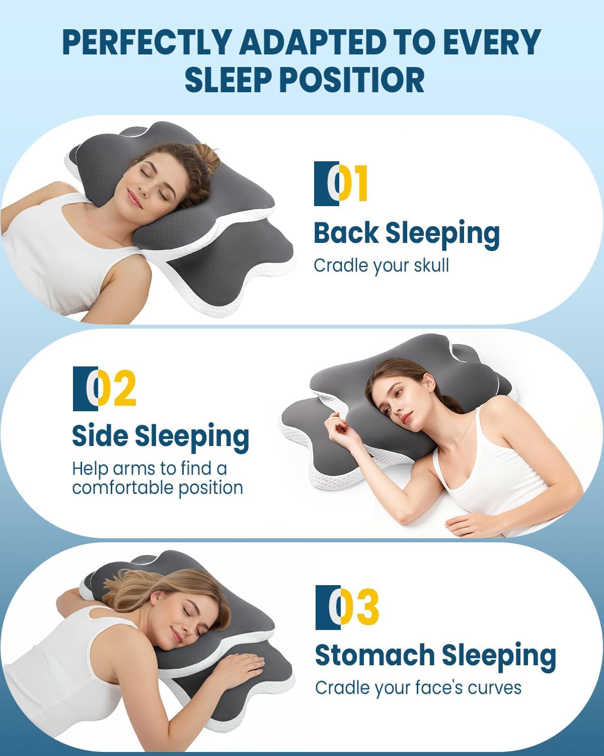 Nackenstützendes Kühlkissen, verstellbares Nackenkissen, gemütliches Schlafen, geruchlos, ergonomisches Konturkissen, orthopädisches Memory-Schaum-Bettkissen für den seitlichen Rücken – Bild 6