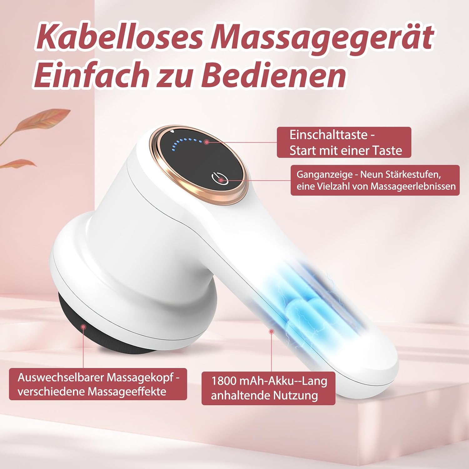 Elektrisches Cellulite-Massagegerät, Anti-Cellulite-Massagegerät, tragbar, Cellulite-Massage mit 8 austauschbaren Zubehörteilen, Formen straffen, Müdigkeit lindern für Schulter, Taille, Bauch, Gesäß, Beine – Bild 3