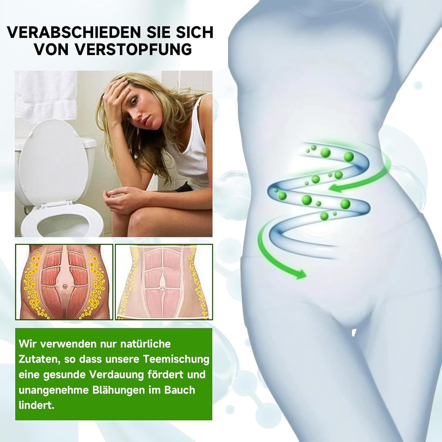 Detox-Tee zur Gewichtsreduktion, grüner Detox-Pulver-Helfer – Packung mit 14 natürlichen Kräutertees zur Fettverbrennung, Stoffwechselanregung und Bauchfettreduzierung | Sanfte Darmreinigung und Entgiftung – Bild 4