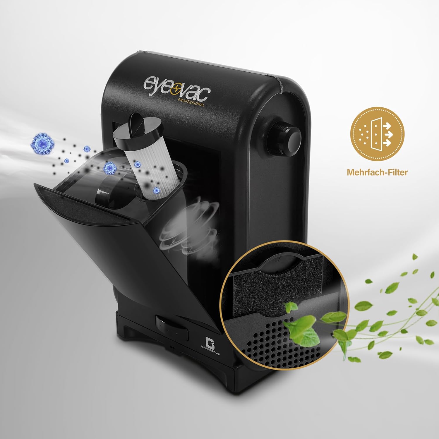 Barberpub Elektrischer Kehrbesen Haarstaubsauger mit Sensor Automatik S200BK, Roboterstaubsauger mit Kabel, Stabstaubsauger & Haarstaubsauger, Bodenstaubsauger Friseur Profibedarf Salonbedarf, 1400 W (Schwarz) – Bild 4