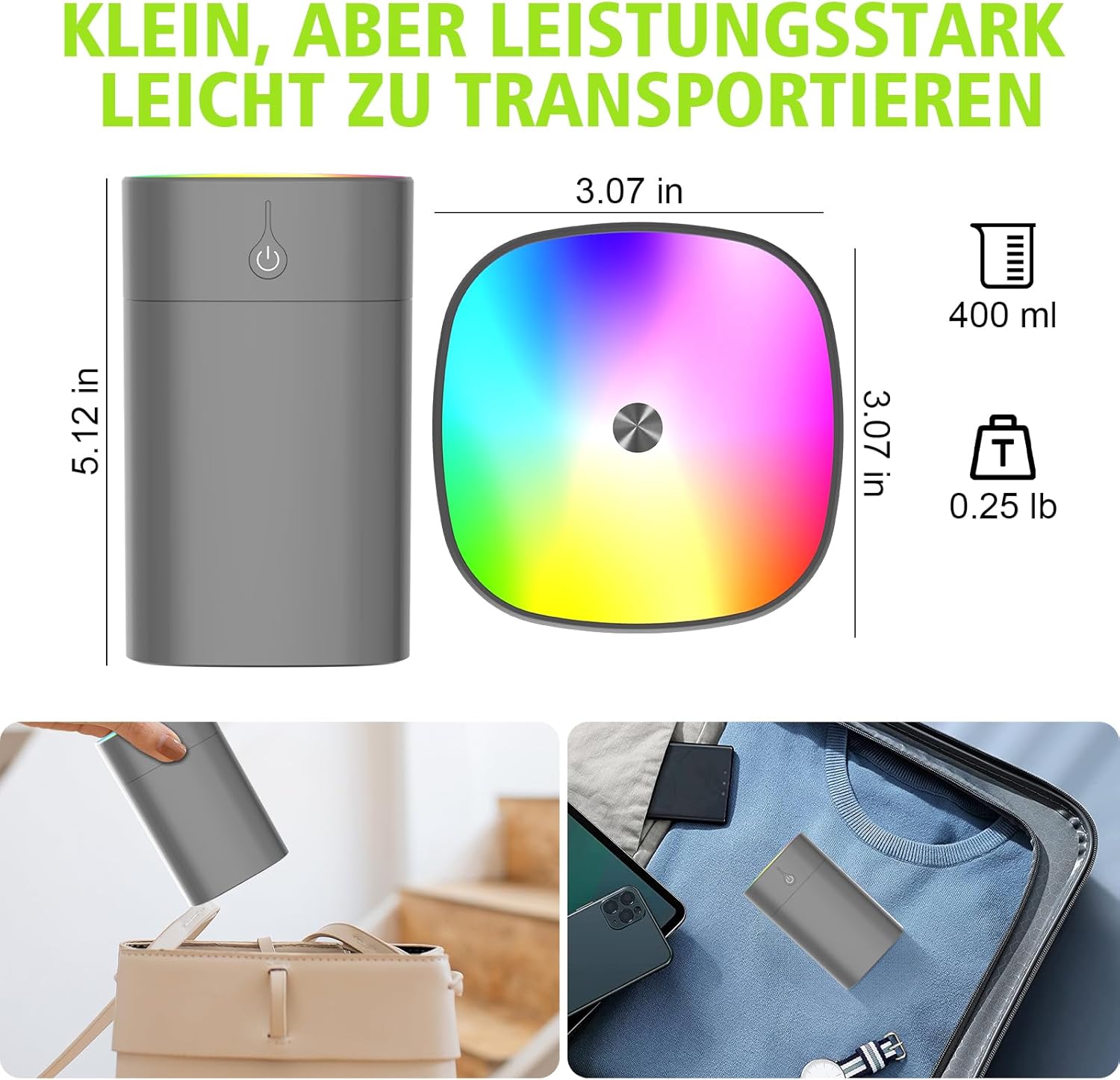 Tragbarer Mini-Luftbefeuchter für Schlafzimmer, Aroma-Diffusor für Zuhause, persönlicher Tisch-Luftbefeuchter für Pflanzen, Raumduft-Aroma-Diffusor, 2 Modi, Nachtlicht, automatische Abschaltung – Bild 7
