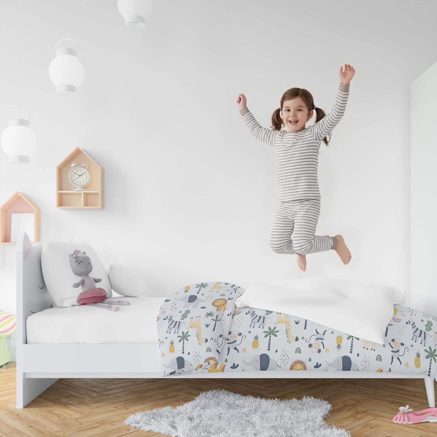 Dailydream Gewichtsdecke für Kinder, 90 x 120 cm, 2,3 kg, Safari-Motiv, 100 % Baumwolle mit Glasperlenfüllung, schwere Decke zum Schlafen, Gewichtsdecke, Therapiedecke, Körpergewicht 20–35 kg – Bild 7