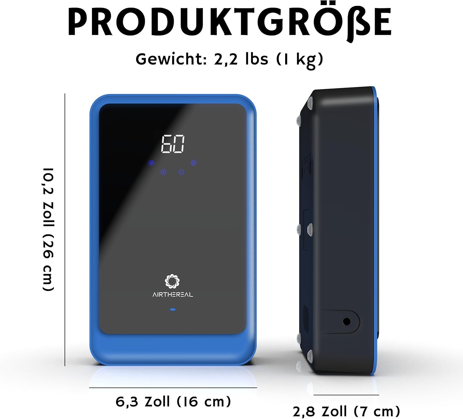 Airthereal AH1000 2-in-1-Ozongenerator und Ozongerät für Wasser und Luft mit 2 Modi, Timer und Negativ-Ionen-Generator – reinigt Wasser, Luft, Waschlappen sowie Obst und Gemüse – Bild 2