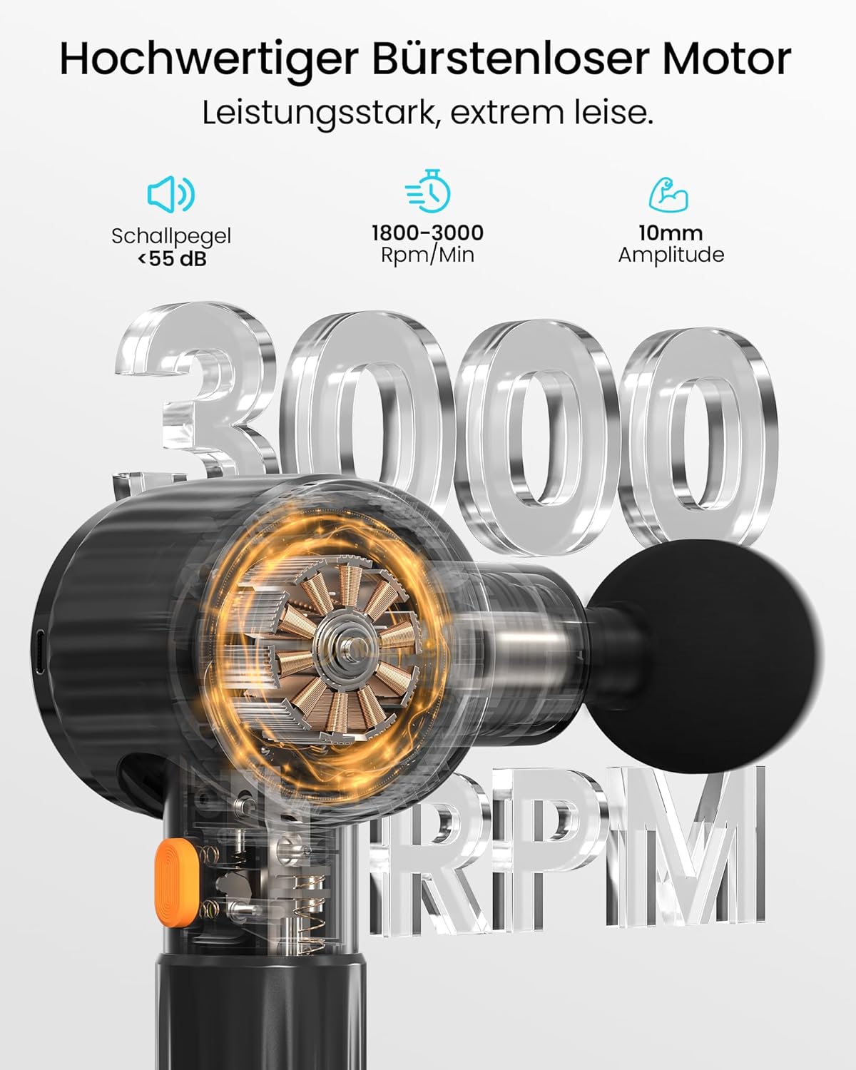 NAPRE Massagepistole mit Wärme und Kälte, Massagepistole mit Verlängerungsgriff, verstellbare Winkel, Muskel-Percussion-Massagegerät für Rücken, Nacken, Körperentspannung, 6 Köpfe und Koffer – Bild 6