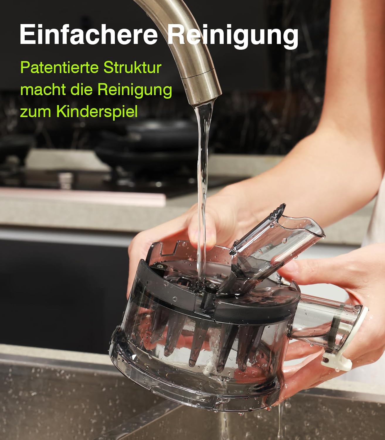 Slow Juicer, Zasmira Entsafter für Gemüse und Obst mit 120 mm breitem Einfüllschacht, hohe Saftausbeute für ganze Gemüse und Früchte, leicht zu reinigen, weiß – Bild 6