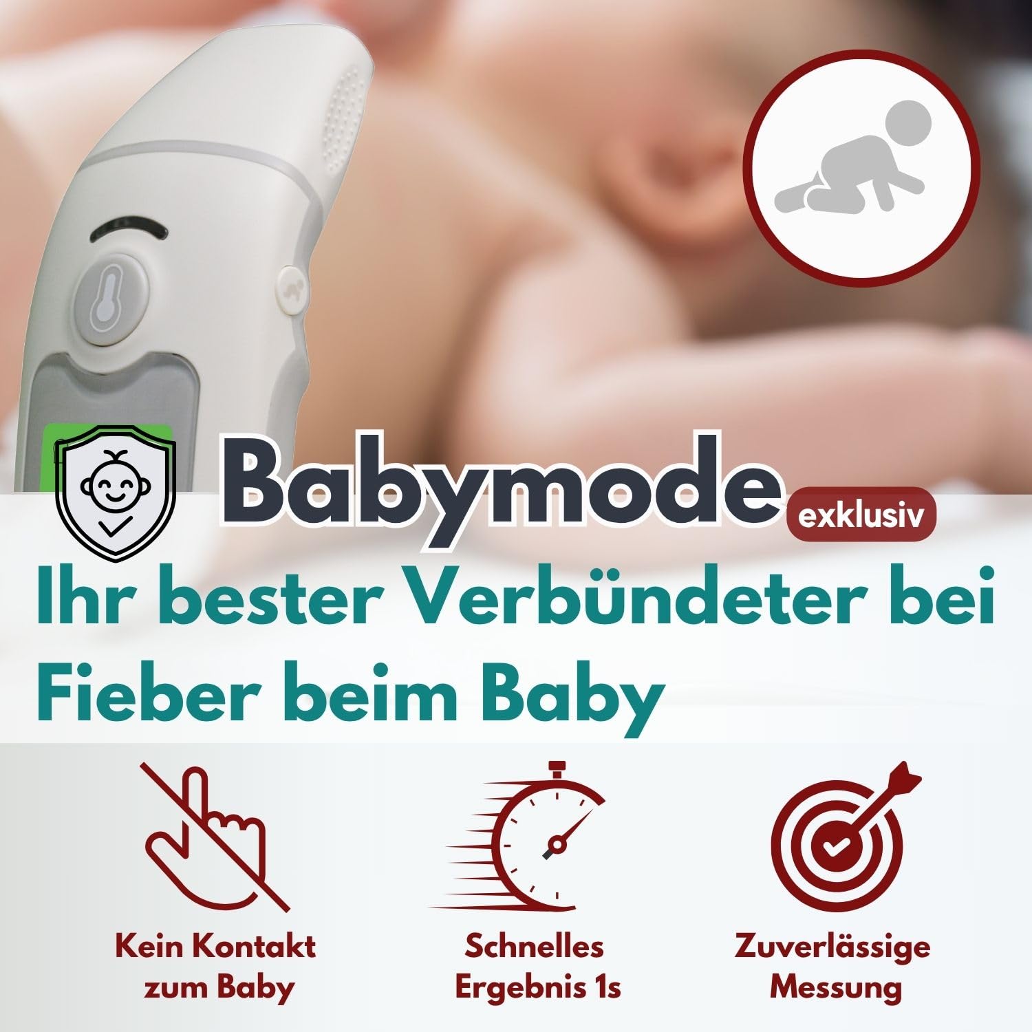 ABBICARE Stirn- und Ohrenfieberthermometer mit Tasche, exklusiver Babymodus, präzise und kontaktlos in 1 Sekunde, multifunktionales professionelles Infrarot-Thermometer für Erwachsene – Bild 6