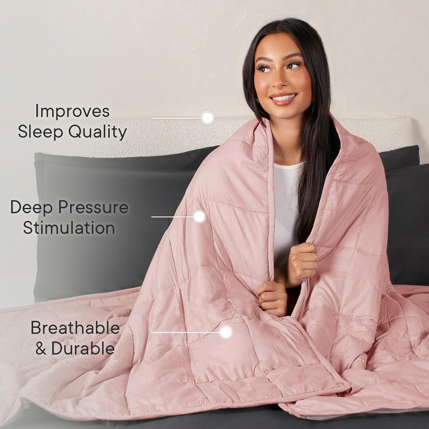 Brentfords Gewichtsdecke 8 kg, Decke für Erwachsene, 150 x 200 cm rosa – schwere Decke zum Schlafen – (Haftungsausschluss: Nur für Kinder ab 3 Jahren geeignet) – Bild 3