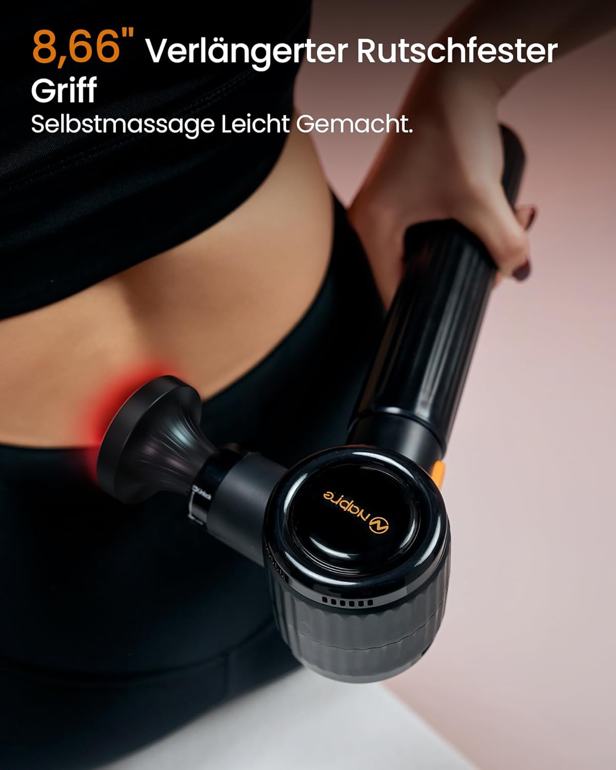 Massagepistole mit Wärmefunktion und Rotlichttherapie, Napre-Massagepistole mit Verlängerungsgriff und 3 verstellbaren Winkeln, Muskel-Percussion-Massagegerät zur Rücken-/Nackenentspannung – Bild 5