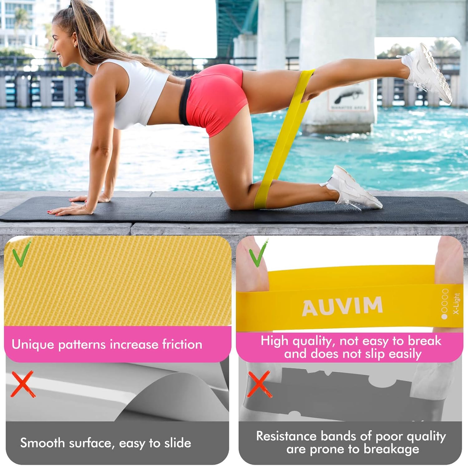 Fitnessbänder (5er-Set) Widerstandsbänder-Set für Damen und Herren, 100 % Latex-Fitnessband-Widerstand mit 5 Bandstufen für Fitness zu Hause, Stretching, Krafttraining, Physiotherapie, Yoga – Bild 6