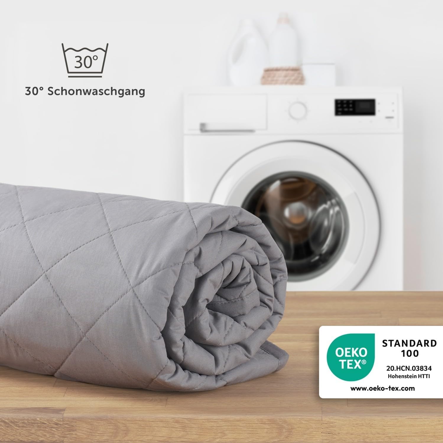 Blumtal Gewichtsdecke 135 x 200 cm – Entspannungsdecke mit Außenmaterial aus 100 % Baumwolle – Gewichtsdecke 6 kg – Therapiedecke mit Glasperlenfüllung/Schlafdecke – Anti-Stress-Gewichtsdecke – Bild 4