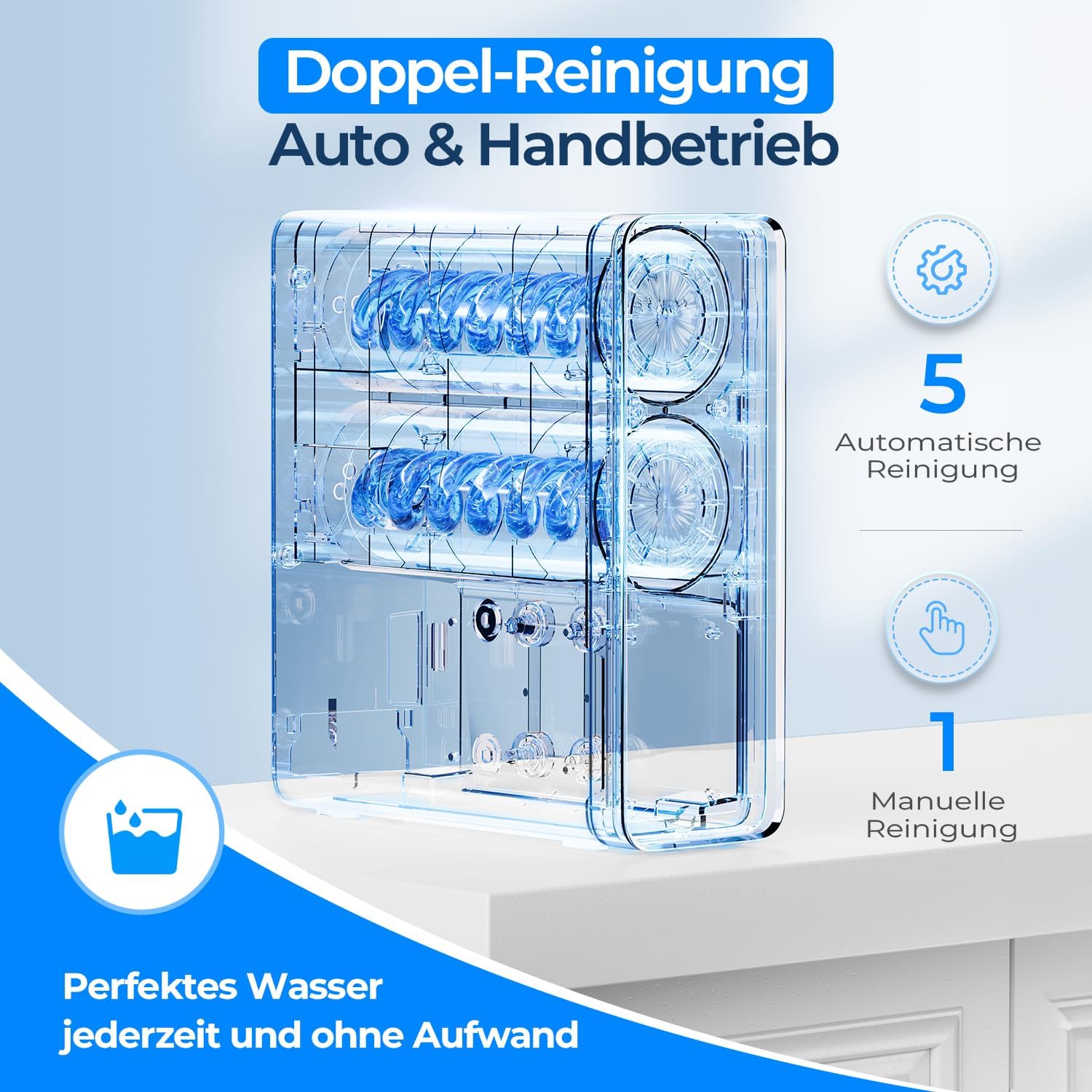 Ecoviva Umkehrosmoseanlage Untertisch, 6000-Liter-Wasserfiltersystem, reduziert TDS, 2,5:1 Reinheit zum Abfluss, LED-Panel mit Filtermonitor, Online-Installationsanleitung, Weiß – Bild 3