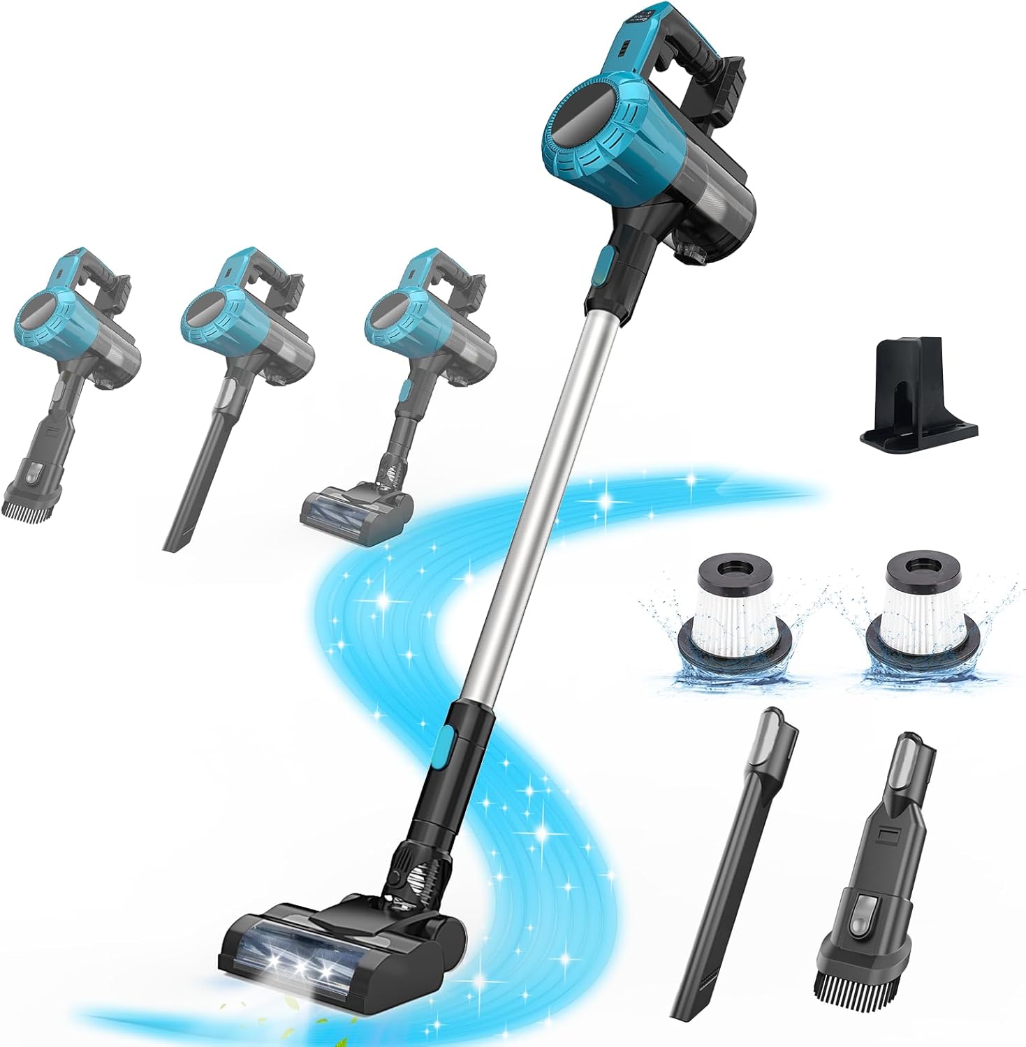 Akku Staubsauger für Makita Akku 18V, 45000Pa 550W Staubsauger Kabellos mit HEPA Filter x 2, 6-in-1 Leichter Handstaubsauger für Tierhaare, Teppich und Hart (Ohne Akku)