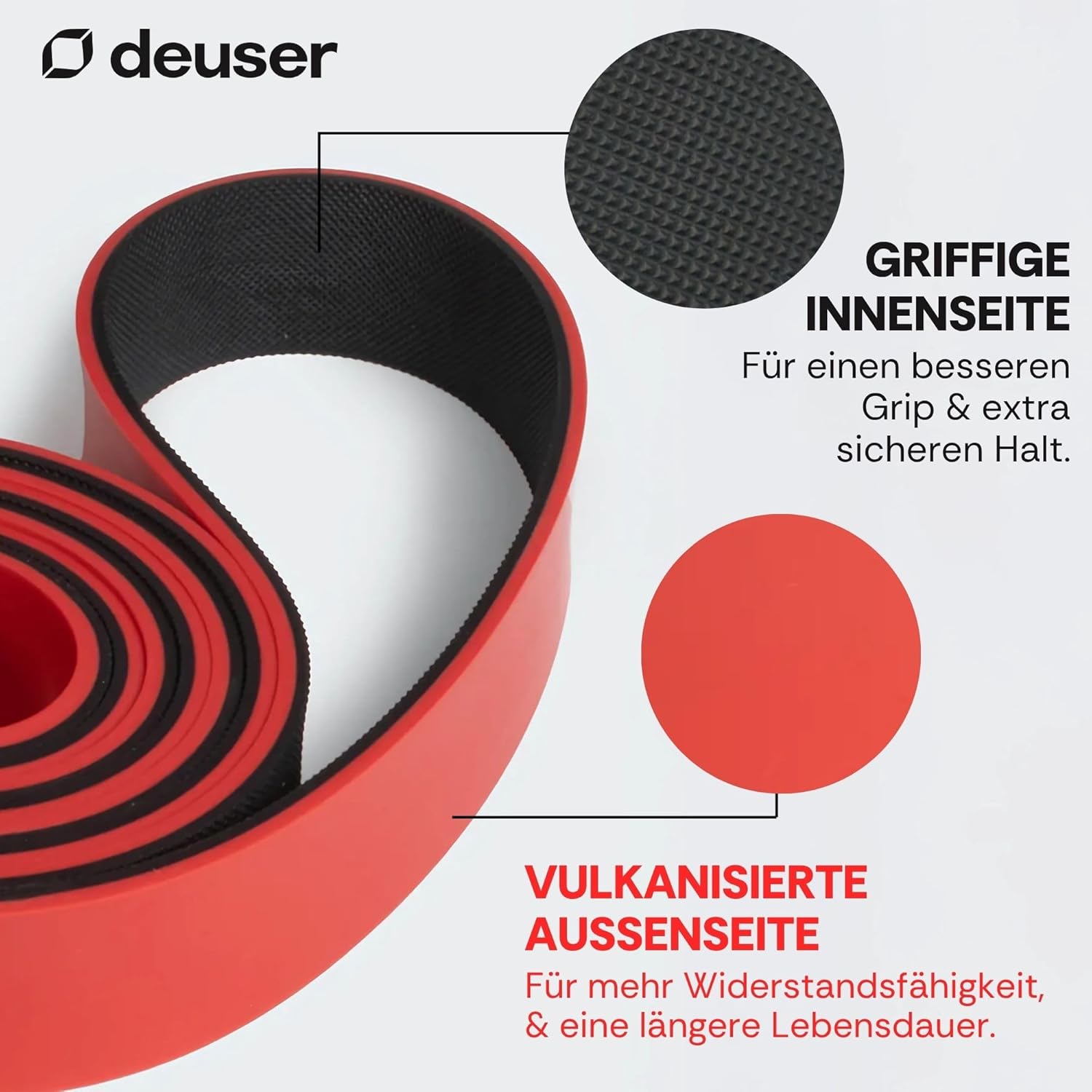 Deuser Band Original Resistance Band, Gymnastikband aus Naturkautschuk, vegan, rutschfest, Made in Germany, Fitnessbänder für Krafttraining, Fitness, Yoga – Bild 3