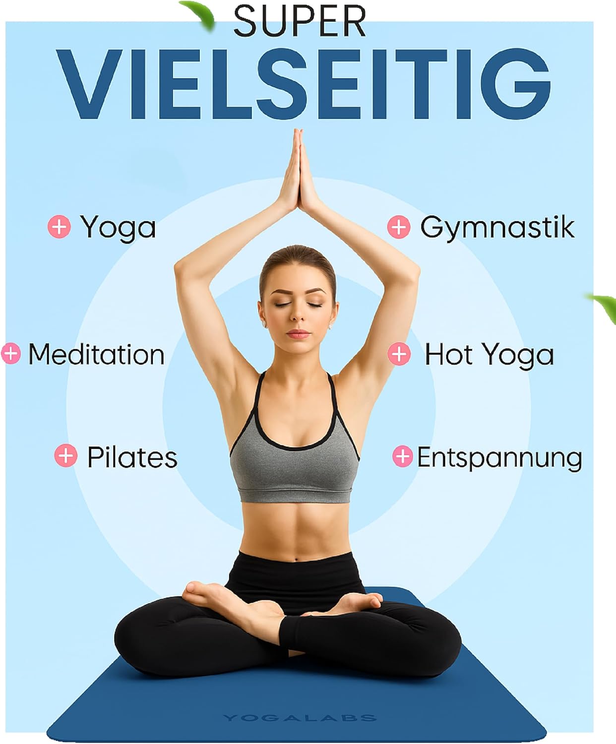 Premium Yogamatte Studio 185 x 68 x 0,4 cm (extra groß) inklusive Gurt aus Öko-PU und Naturkautschuk – rutschfeste Beschichtung, Gymnastik- & Pilatesmatte, 100 % nachhaltig, schadstofffrei – Bild 7