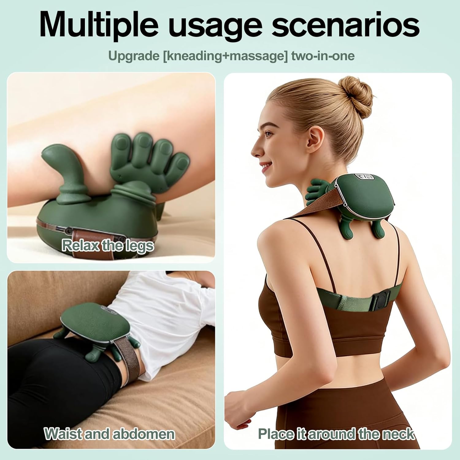 4D-Nackenmassagegerät, kabelloses Nacken-Schulter-Massagegerät, 3 Massagestufen und 2 Temperaturstufen, Nackenmassagegerät mit Wärme für Zuhause, Büro, Reisen, Muskeln entspannen, Müdigkeit lindern – Bild 6