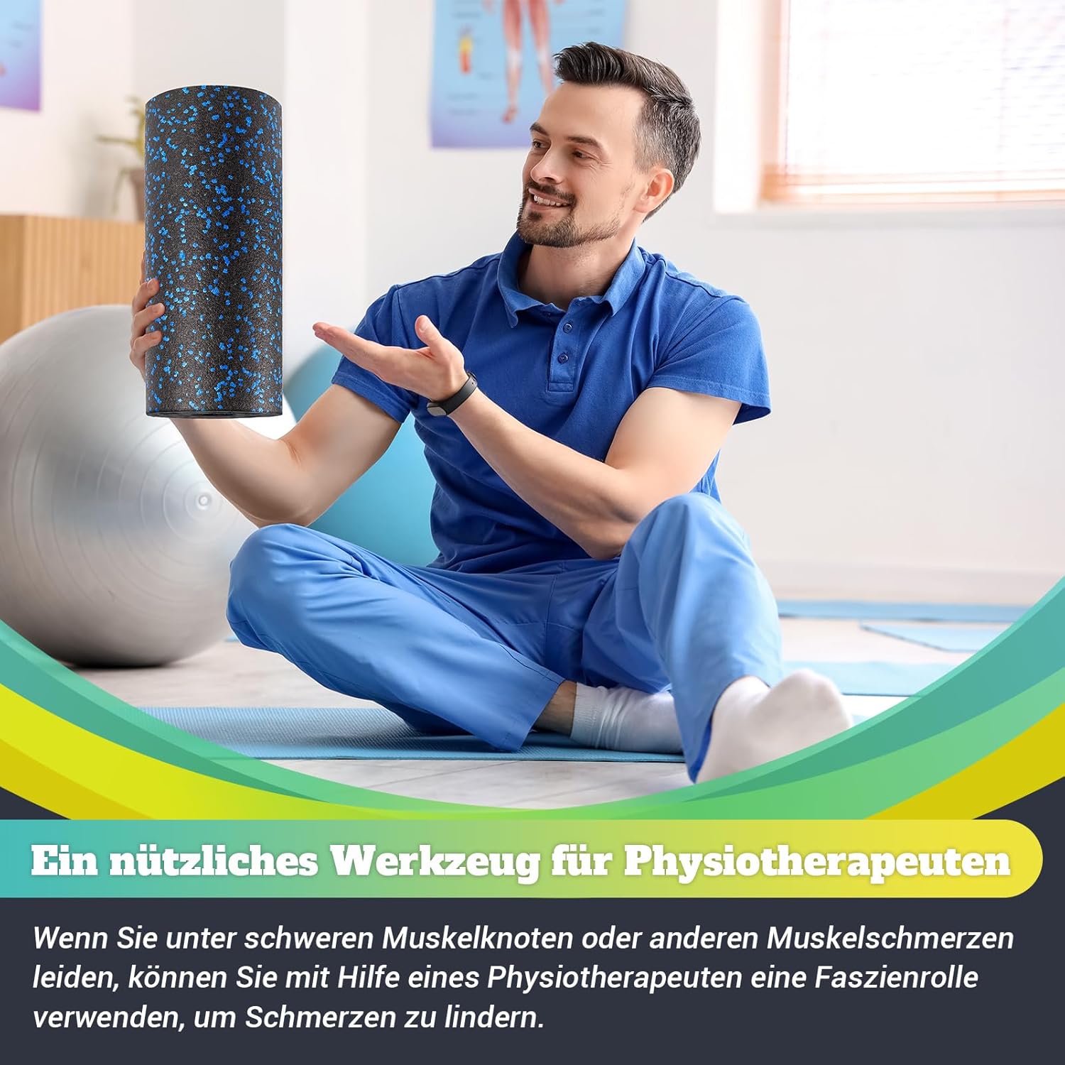 GYMERK Faszienrolle mittlerer Härte, Schaumstoffrolle (33 x 14 cm), Selbstmassage-Gesichtsrolle zur Dehnung & Fitness von Rücken, Wirbelsäule, Beinen, effektive Massagerolle für funktionelles Training – Bild 5
