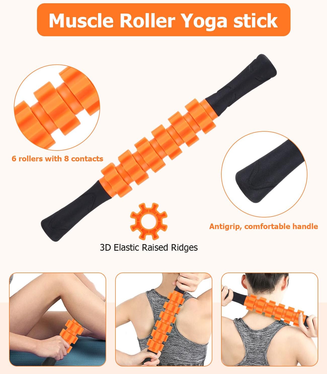 Farbiges 5-in-1-Massageset, hochdichte Faszienrolle Wirbelsäule, Massagerolle, Massageball, Spanner, Widerstandsband für Tiefenmuskelmassage, Fitnessübungen für den ganzen Körper, Pilates-Set – Bild 5