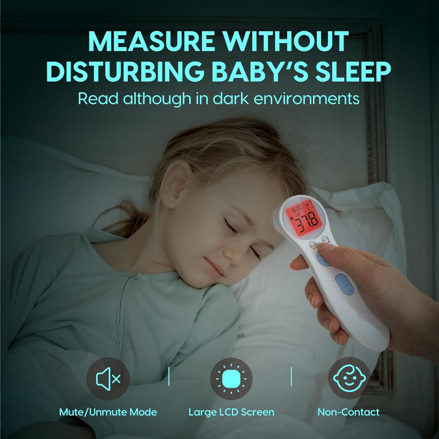 Fieberthermometer für Babys, Kinder und Erwachsene, kontaktloses Stirnthermometer, Infrarot-Thermometer mit sofortiger genauer Ablesung, Fieberalarm, Blau – Bild 4