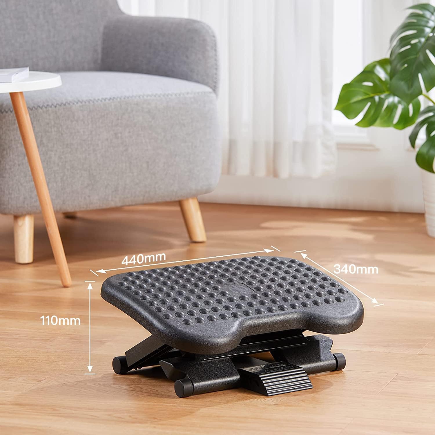 HUAUO Fußstützen, Fußstütze, 3 höhenverstellbar und winkelverstellbar, rutschfeste Fußstütze für Büro, Zuhause, Reisen – Bild 6