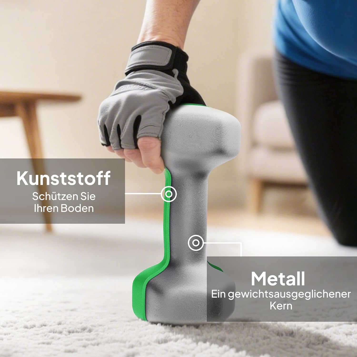 SPORTNOW Hantelset 2 x 1 kg, 2 x 3 kg, 2 x 5 kg mit Hantelständer, 6 Hanteln aus Metall für Gymnastik, Fitness, Zuhause – Bild 5