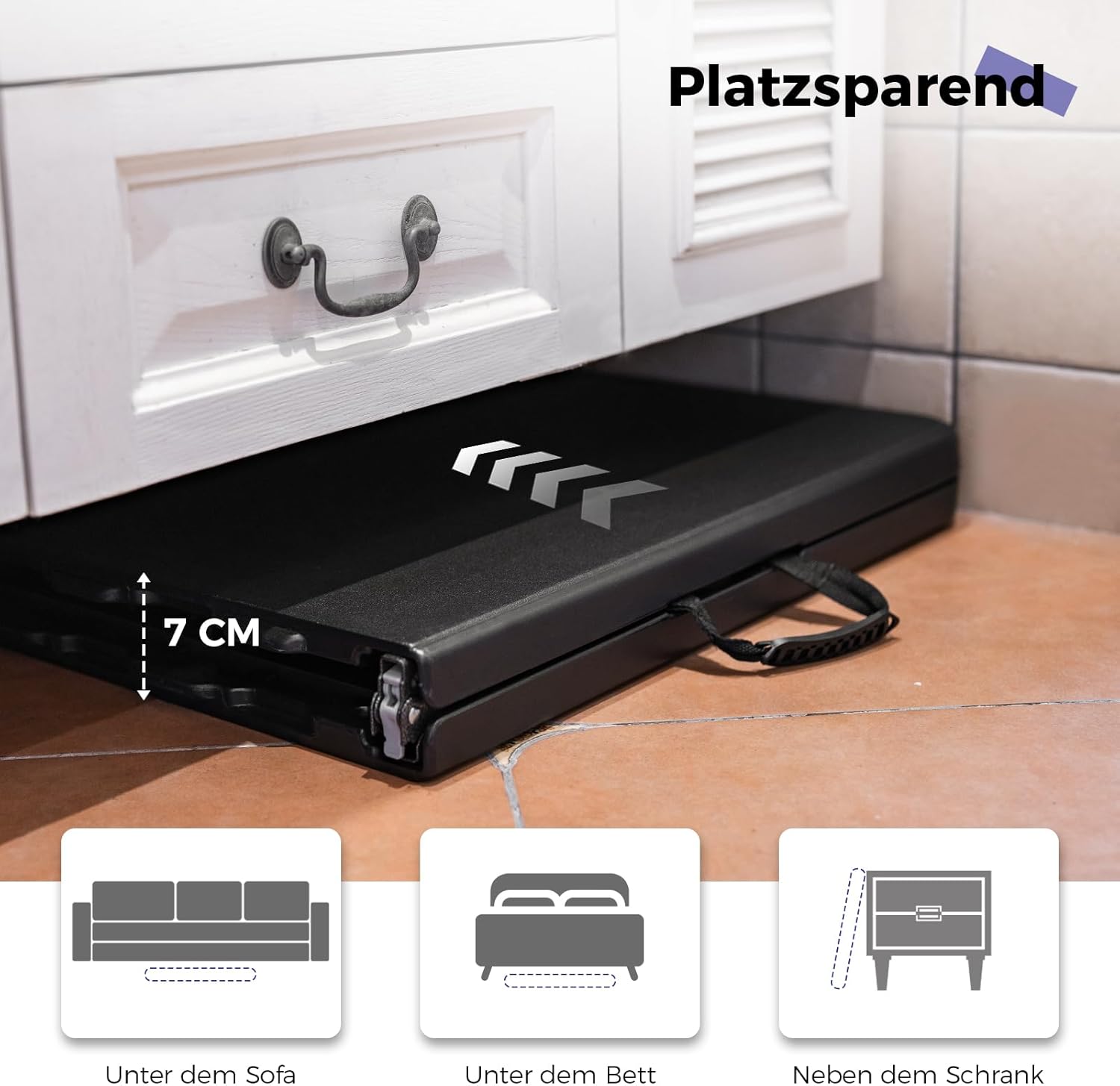 Byliable Klapptisch 120 cm, tragbar, höhenverstellbar, Campingtisch, Gartentisch, Esstisch, Partytisch, klappbar, für draußen und drinnen, Schwarz – Bild 7