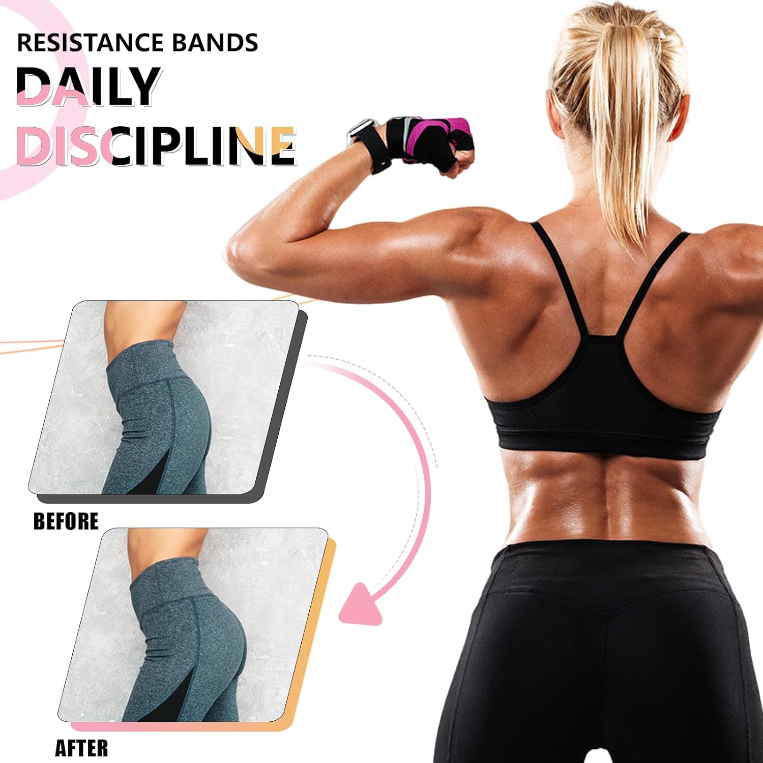 Trainingsbänder, Stoff-Widerstandsband für das Training, Trainingsbänder mit Widerstand für Frauen und Männer, mehrfarbige Stoff-Booty-Bänder für Beinkrafttraining, Reha, Yoga – Bild 4