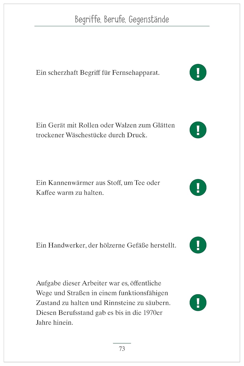 Demenz Beschäftigung. Das Quiz - Gedächtnistraining für Senioren. Fast vergessene Begriffe, Berufe, Gegenstände. Beschäftigung und Aktivierung mit ... für Senioren - auch mit Demenz, Band 3) – Bild 12