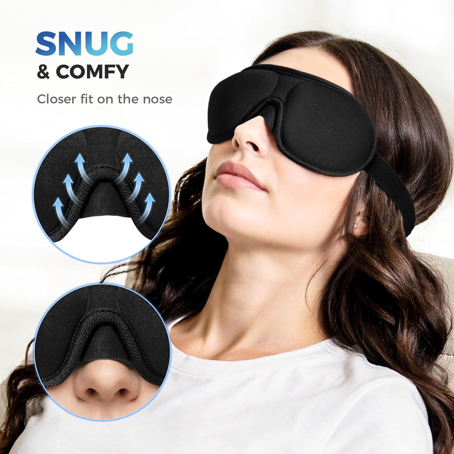 Brencco Schlafmaske für Herren Frauen – 2er-Pack Lichtblockierende, bequeme & ergonomische Augenmaske mit verstellbarem Gummiband für Reise, Flugzeug, Yoga, Nickerchen – Bild 4