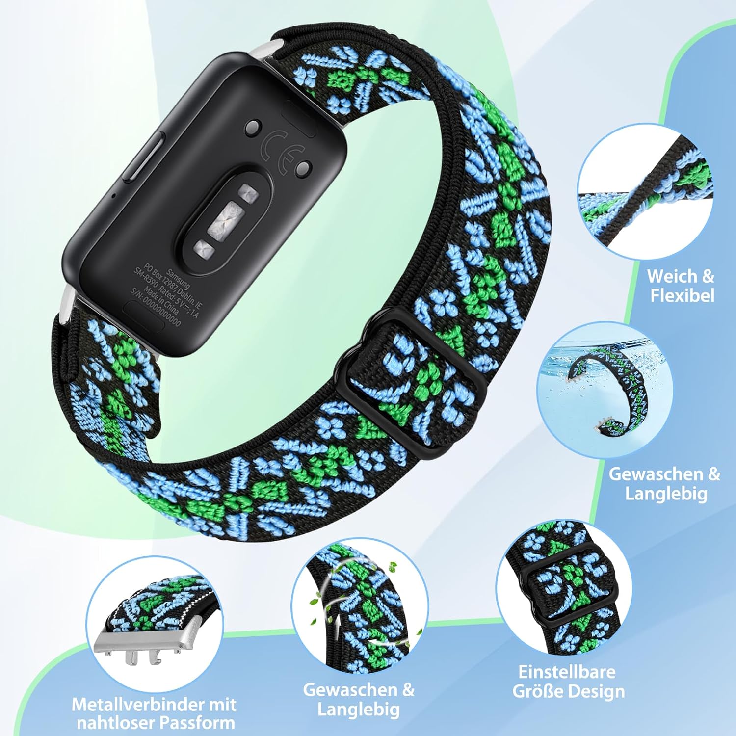 enkic Elastisches Armband kompatibel mit Samsung Galaxy Fit 3, dehnbares Nylon-Sport-Ersatzarmband, verstellbares Solo-Loop-Uhrenarmband für Samsung Galaxy Fit 3 Armband Damen Herren – Bild 4