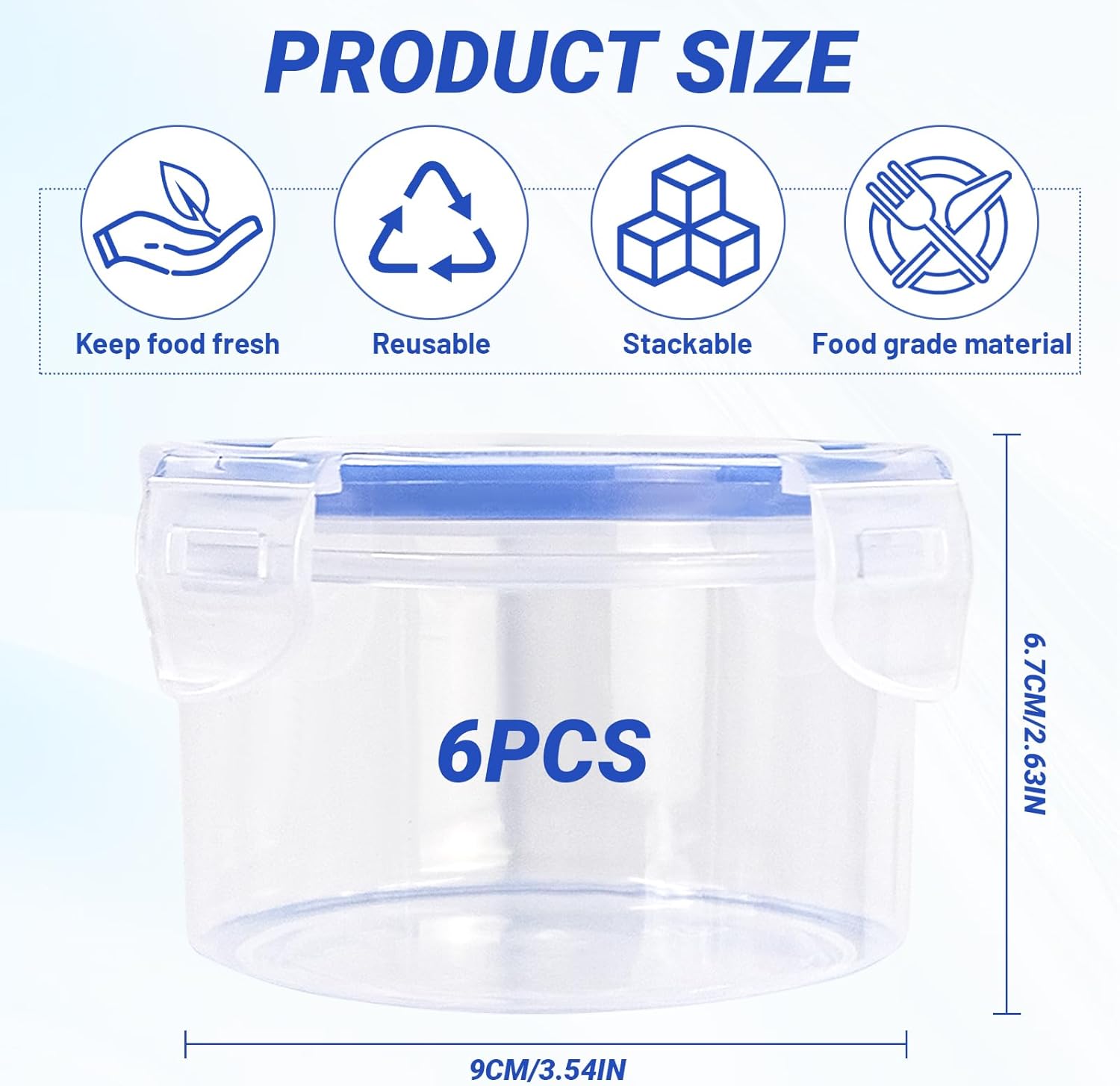 6 Stück 300ML Frischhaltedosen mit Deckel Rund Luftdicht, Plastikschüssel Auslaufsicher, Meal Prep Boxen, Dose Plastik Vorratsdosen, Behälter Gefrierboxen, Aufbewahrungsbox Küche – Bild 2