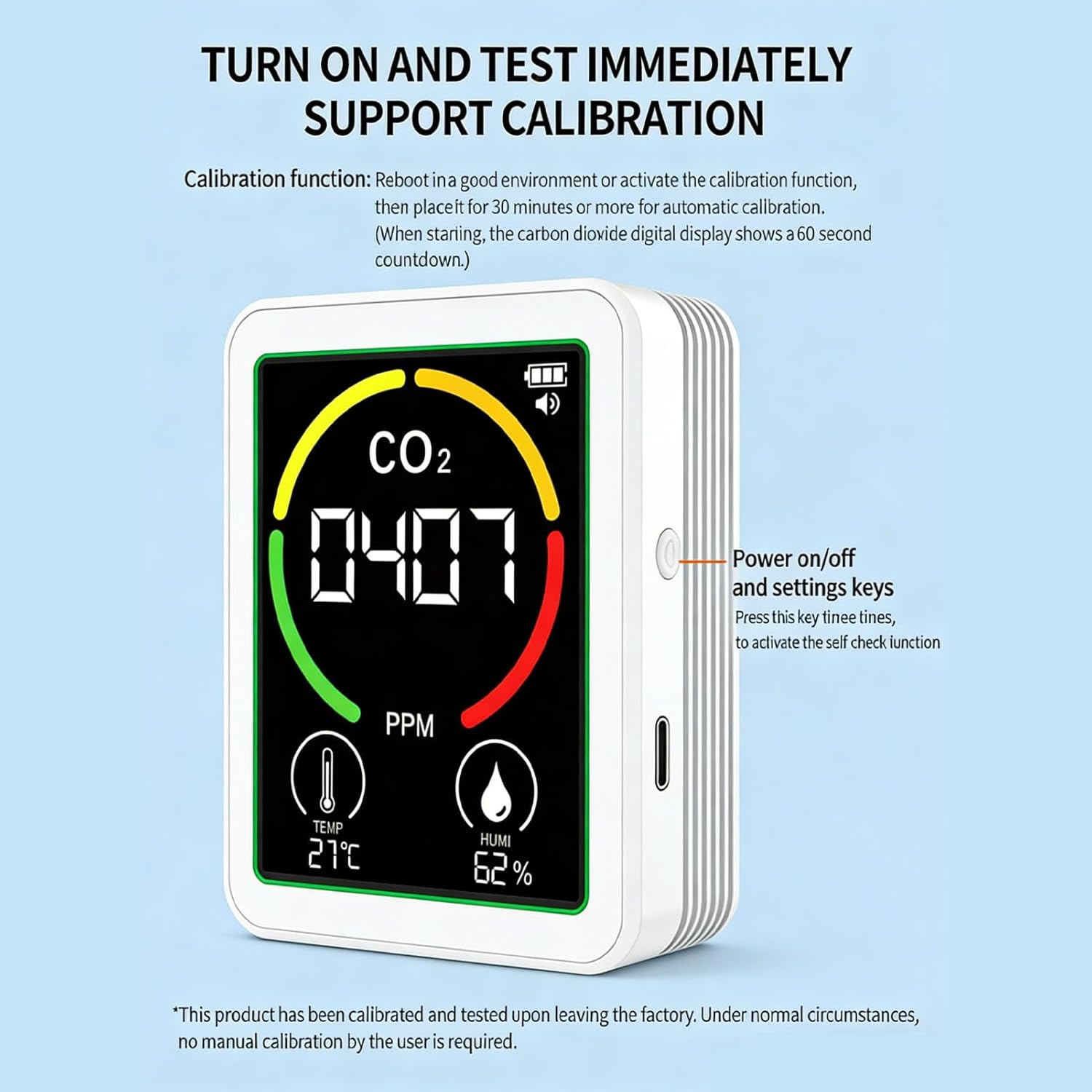 Topiky 3-in-1-Professioneller Luftqualitätsmonitor für Innenräume, CO2-Temperatur-Feuchtigkeits-Erkennungstester, Tragbarer Luftqualitätstester, Temperatur-Feuchtigkeitsmessgerät-Kit für das – Bild 3