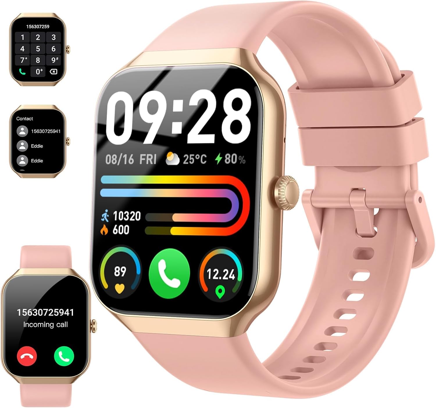 Smartwatch Damen Herren 1,96 Zoll HD 2026 Fitnessuhr Smartwatch mit Telefonfunktion, 115+ Sportmodi Schrittzähleruhr, Herzfrequenz-SpO2-Schlafmonitor, IP68 wasserdichte Sportuhr für Android iOS